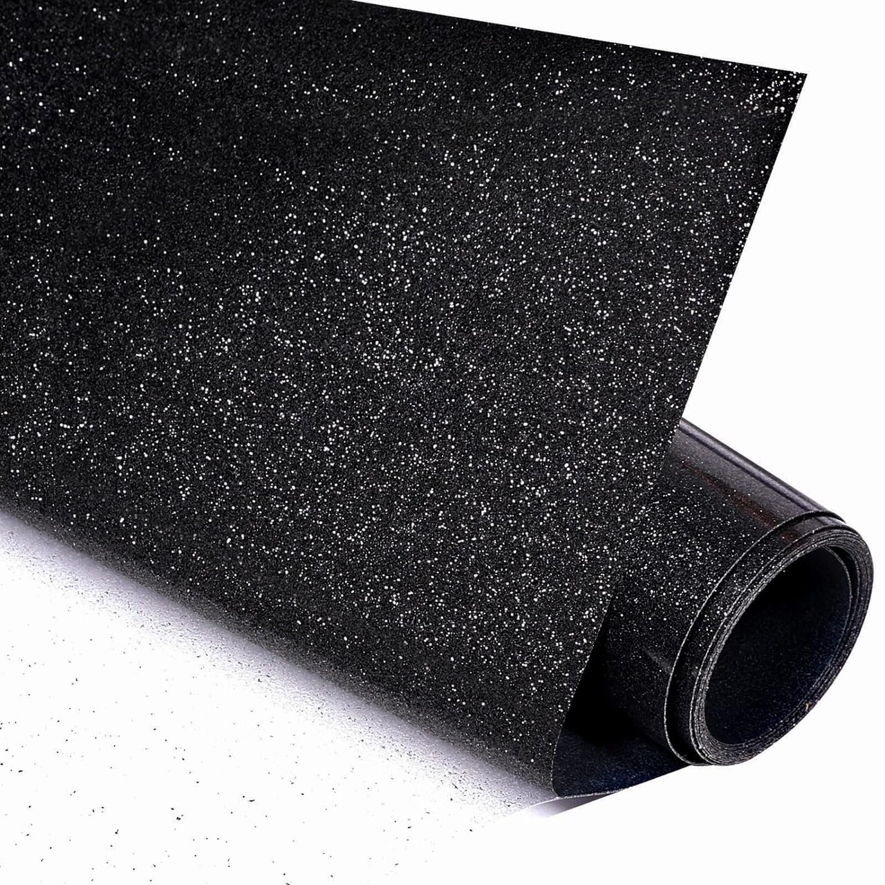 Glitter HTV Vinyl Heat Transfer Vinyl Roll 12" x 5ft Black Iron on Vinyl Glitter Heat Press Vinyl for T-Shirts Works with All Cutter Machine